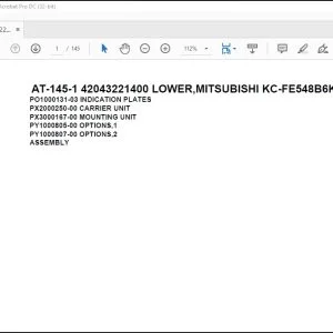 Tadano Crane AT-145-1 42043221400 LOWER Spare Parts Catalog Manual – PDF DOWNLOAD