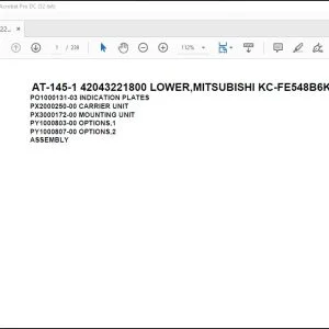 Tadano Crane AT-145-1 42043221800 LOWER Spare Parts Catalog Manual - PDF DOWNLOAD