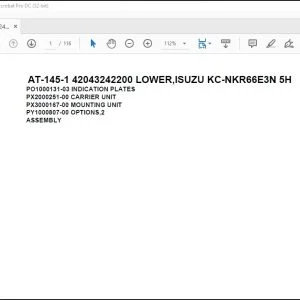 Tadano Crane AT-145-1 42043242200 LOWER Spare Parts Catalog Manual - PDF DOWNLOAD