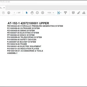 Tadano Crane AT-152-1 42072100001 UPPER Spare Parts Catalog Manual - PDF DOWNLOAD