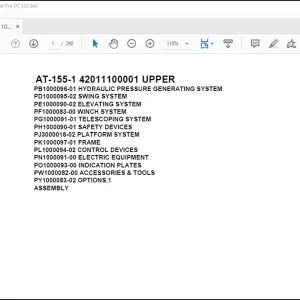 Tadano Crane AT-155-1 42011100001 UPPER Spare Parts Catalog Manual - PDF DOWNLOAD
