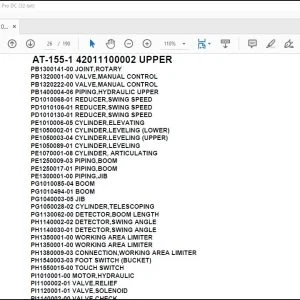 Tadano Crane AT-155-1 42011100002 UPPER Spare Parts Catalog Manual - PDF DOWNLOAD