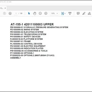 Tadano Crane AT-155-1 42011100003 UPPER Spare Parts Catalog Manual - PDF DOWNLOAD