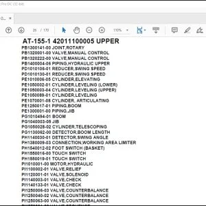 Tadano Crane AT-155-1 42011100005 UPPER Spare Parts Catalog Manual - PDF DOWNLOAD