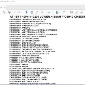 Tadano Crane AT-155-1 42011110200 LOWER,NISSAN P-CSH40-CMEDKNW Parts Catalog Manual - PDF DOWNLOAD