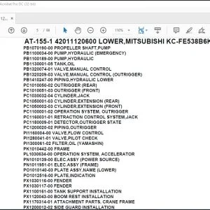 Tadano Crane AT-155-1 42011120600 LOWER,MITSUBISHI KC-FE538B6KA Parts Catalog Manual - PDF DOWNLOAD