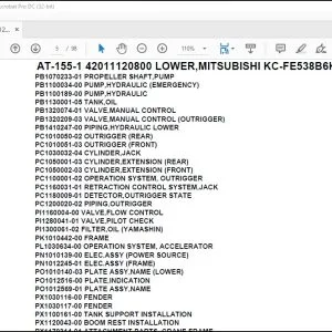 Tadano Crane AT-155-1 42011120800 LOWER,MITSUBISHI KC-FE538B6KM Parts Catalog Manual - PDF DOWNLOAD