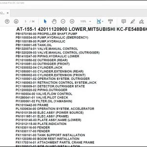 Tadano Crane AT-155-1 42011120900 LOWER,MITSUBISHI KC-FE548B6K Spare Parts Catalog Manual - PDF DOWNLOAD