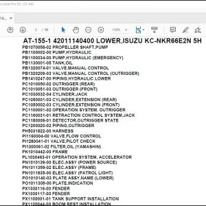 Tadano Crane AT-155-1 42011140400 LOWER,ISUZU KC-NKR66E2N 5H Parts Catalog Manual - PDF DOWNLOAD