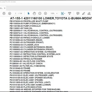 Tadano Crane AT-155-1 42011160100 LOWER,TOYOTA U-BU66H-MDDHT3 Parts Catalog Manual - PDF DOWNLOAD