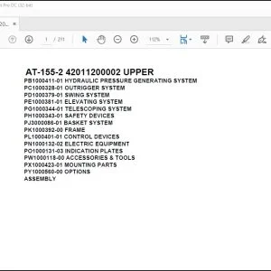 Tadano Crane AT-155-2 42011200002 UPPER Spare Parts Catalog Manual - PDF DOWNLOAD