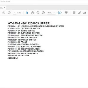 Tadano Crane AT-155-2 42011200003 UPPER Spare Parts Catalog Manual - PDF DOWNLOAD