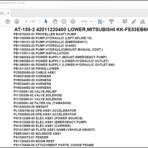 Tadano Crane AT-155-2 42011220400 LOWER,MITSUBISHI KK-FE53EB6KR1 Parts Catalog Manual - PDF DOWNLOAD