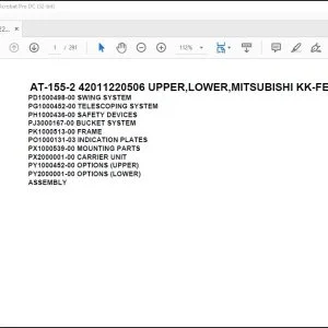 Tadano Crane AT-155-2 42011220506 UPPER,LOWER,MITSUBISHI KK-FE53EBX Parts Catalog Manual - PDF DOWNLOAD