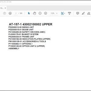 Tadano Crane AT-157-1 43002100002 UPPER Spare Parts Catalog Manual - PDF DOWNLOAD