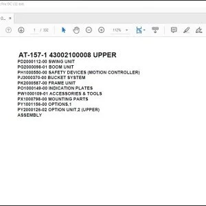 Tadano Crane AT-157-1 43002100008 UPPER Spare Parts Catalog Manual - PDF DOWNLOAD