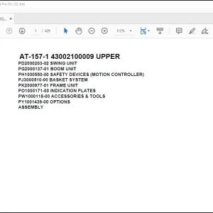 Tadano Crane AT-157-1 43002100009 UPPER Spare Parts Catalog Manual - PDF DOWNLOAD