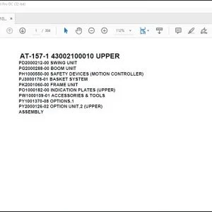 Tadano Crane AT-157-1 43002100010 UPPER Spare Parts Catalog Manual - PDF DOWNLOAD