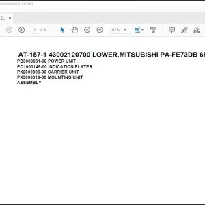 Tadano Crane AT-157-1 43002120700 LOWER,MITSUBISHI PA-FE73DB 6KA3 Spare Parts Manual - PDF DOWNLOAD