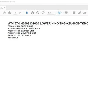 Tadano Crane AT-157-1 43002131600 LOWER,HINO TKG-XZU600E-TKMQC6 Parts Catalog Manual - PDF DOWNLOAD