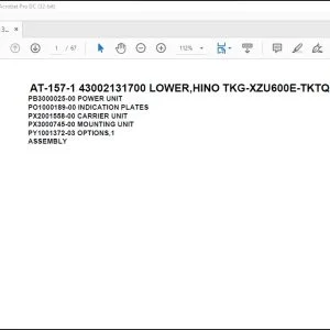 Tadano Crane AT-157-1 43002131700 LOWER,HINO TKG-XZU600E-TKTQC6 Parts Catalog Manual - PDF DOWNLOAD
