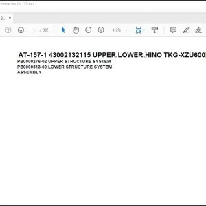 Tadano Crane AT-157-1 43002132115 UPPER,LOWER,HINO TKG-XZU600E-TKMQC6 Parts Manual - PDF DOWNLOAD