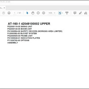 Tadano Crane AT-160-1 42049100002 UPPER Spare Parts Catalog Manual - PDF DOWNLOAD