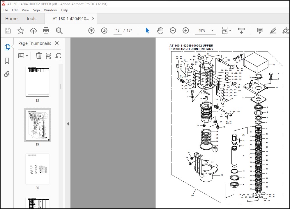 Tadano Crane At-160-1 42049100002 Upper Spare Parts Catalog Manual 