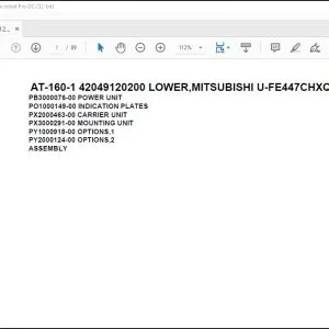 Tadano Crane AT-160-1 42049120200 LOWER,MITSUBISHI U-FE447CHXQ Spare Parts Catalog Manual - PDF DOWNLOAD