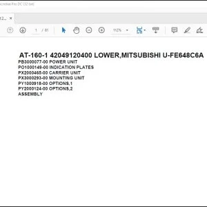 Tadano Crane AT-160-1 42049120400 LOWER,MITSUBISHI U-FE648C6A Spare Parts Catalog Manual - PDF DOWNLOAD