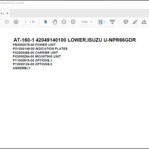 Tadano Crane AT-160-1 42049140100 LOWER,ISUZU U-NPR66GDR Spare Parts Catalog Manual - PDF DOWNLOAD