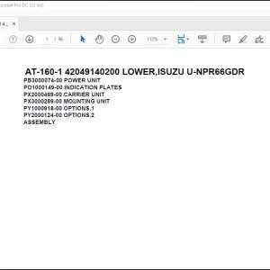 Tadano Crane AT-160-1 42049140200 LOWER,ISUZU U-NPR66GDR Spare Parts Catalog Manual - PDF DOWNLOAD