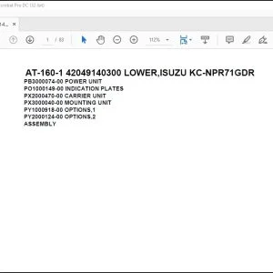 Tadano Crane AT-160-1 42049140300 LOWER,ISUZU KC-NPR71GDR Spare Parts Catalog Manual - PDF DOWNLOAD