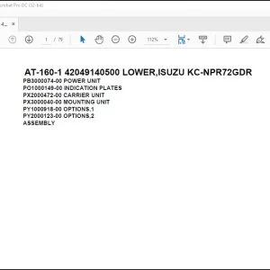 Tadano Crane AT-160-1 42049140500 LOWER,ISUZU KC-NPR72GDR Spare Parts Catalog Manual - PDF DOWNLOAD