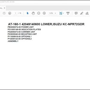 Tadano Crane AT-160-1 42049140600 LOWER,ISUZU KC-NPR72GDR Spare Parts Catalog Manual - PDF DOWLOAD