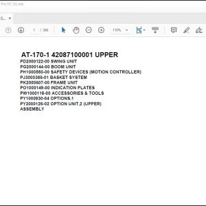 Tadano Crane AT-170-1 42087100001 UPPER Spare Parts Catalog Manual - PDF DOWNLOAD