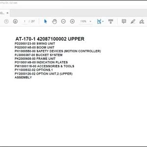 Tadano Crane AT-170-1 42087100002 UPPER Spare Parts Catalog Manual - PDF DOWNLOAD