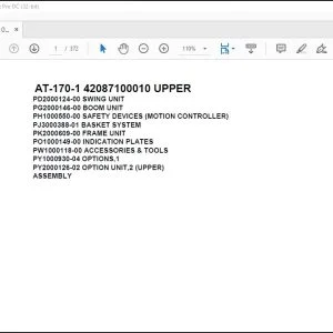 Tadano Crane AT-170-1 42087100010 UPPER Spare Parts Catalog Manual - PDF DOWNLOAD