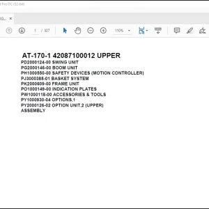 Tadano Crane AT-170-1 42087100012 UPPER Spare Parts Catalog Manual - PDF DOWNLOAD