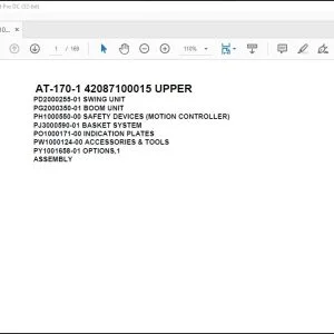 Tadano Crane AT-170-1 42087100015 UPPER Spare Parts Catalog Manual - PDF DOWNLOAD