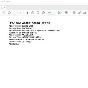 Tadano Crane AT-170-1 42087100016 UPPER Spare Parts Catalog Manual - PDF DOWNLOAD