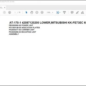 Tadano Crane AT-170-1 42087120200 LOWER,MITSUBISHI KK-FE73EC 6KA1 Spare Parts Manual - PDF DOWNLOAD