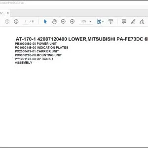 Tadano Crane AT-170-1 42087120400 LOWER,MITSUBISHI PA-FE73DC 6KA3 Spare Parts Manual - PDF DOWNLOAD