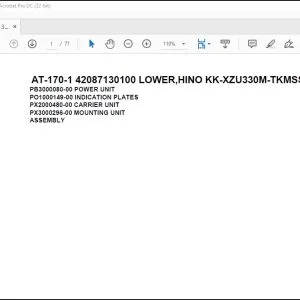Tadano Crane AT-170-1 42087130100 LOWER,HINO KK-XZU330M-TKMSS3 Parts Catalog Manual - PDF DOWNLOAD