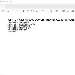Tadano Crane AT-170-1 42087130200 LOWER,HINO PB-XZU334M-TKMSW3 Parts Catalog Manual - PDF DOWNLOAD
