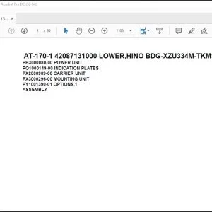 Tadano Crane AT-170-1 42087131000 LOWER,HINO BDG-XZU334M-TKMSD3 Parts Catalog Manual - PDF DOWNLOAD