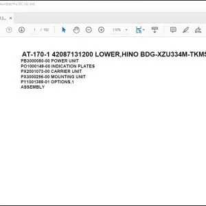 Tadano Crane AT-170-1 42087131200 LOWER,HINO BDG-XZU334M-TKMSD3 Parts Catalog Manual - PDF DOWNLOAD