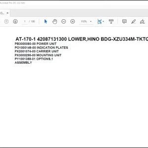 Tadano Crane AT-170-1 42087131300 LOWER,HINO BDG-XZU334M-TKTQB3 Parts Catalog Manual - PDF DOWNLOAD