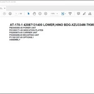 Tadano Crane AT-170-1 42087131400 LOWER,HINO BDG-XZU334M-TKMSD3 Parts Catalog Manual - PDF DOWNLOAD
