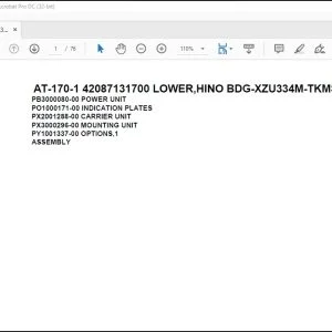 Tadano Crane AT-170-1 42087131700 LOWER,HINO BDG-XZU334M-TKMSD3 Parts Catalog Manual - PDF DOWNLOAD